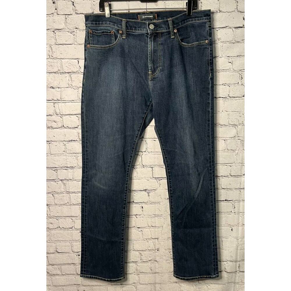 Bluffworks Departure Jeans Mens 34x34 Blue Regular Fit Stretch Denim Pants